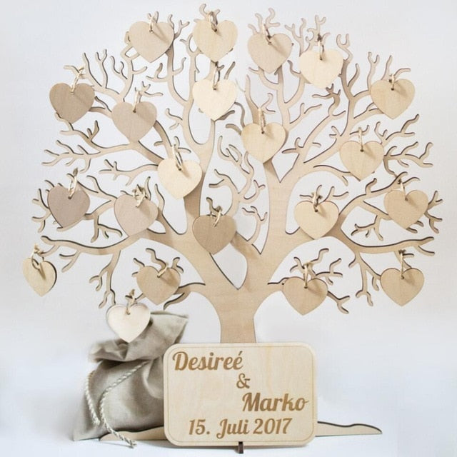 Wedding Wishing Tree Large Wooden Guest Book Alternative 3D Unique Guestbook-Wish Drop Box