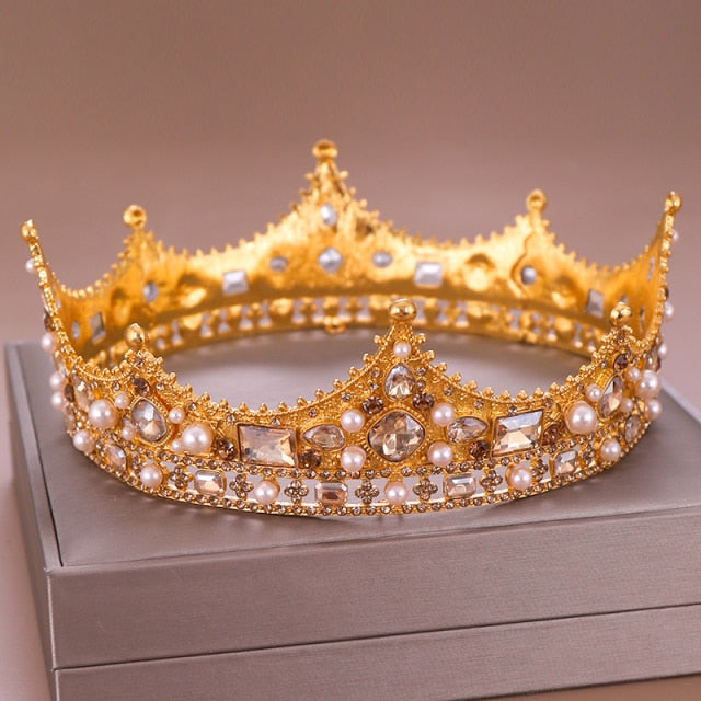 Vintage Gold or Silver Royal Crown for Bride Head Jewelry