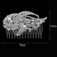 Load image into Gallery viewer, Large Floral Luxury Silver- Crystal Hair Comb for Bride or Quinceanera
