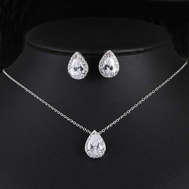 Nigerian Water Drop Cubic Zirconia Wedding Jewelry Sets Inlay Luxury Crystal Bridal Gifts For Bridesmaids