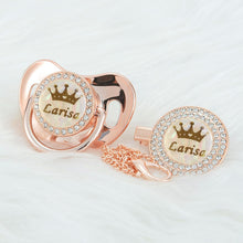 Load image into Gallery viewer, Personalized Crown Name Bling Baby Pacifier Novelty Gift or Favor
