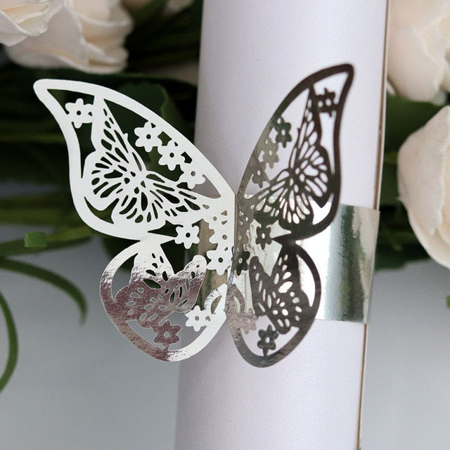 Butterfly Style Laser Cut Paper Rings-Napkins Holders - Party Favor Table Decoration
