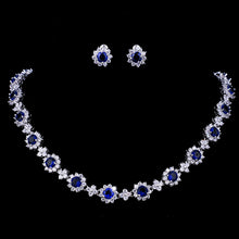 Load image into Gallery viewer, Luxury Colors Abound Cubic Zircon Crystal Bridal Jewelry Set with Necklace and Earrings
