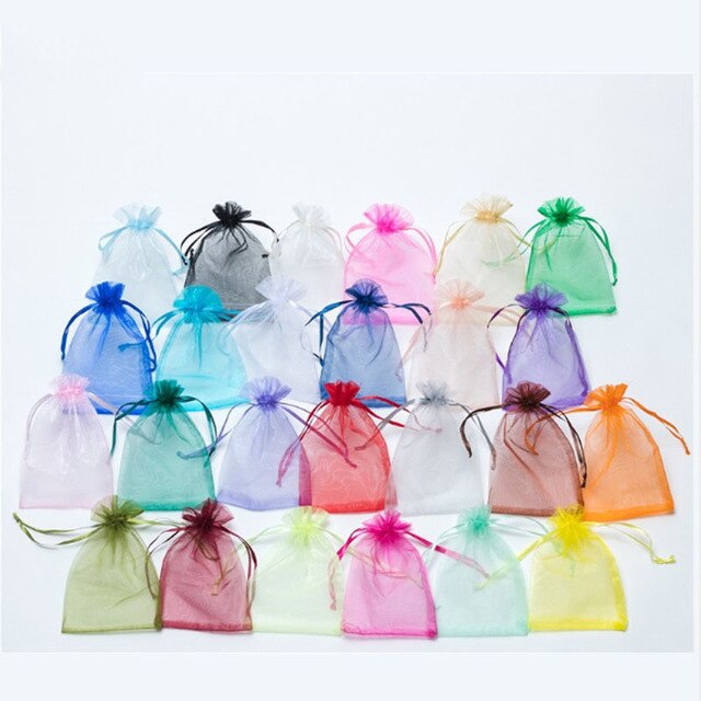50pcs/lot Adjustable Organza Jewelry or Favor Bag Wedding Party Decoration Gift Bags Display Packaging Jewelry Pouches