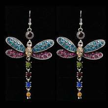 Load image into Gallery viewer, Retro Rhinestone Inlaid Dragonfly Tassel Charm Hook Earrings-Jewelry Gift

