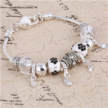 Load image into Gallery viewer, Pink Crystal Charm Silver Color Bracelets &amp; Bangles for Women Murano Beads Silver Plated Bracelet Jewelry
