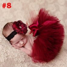 Load image into Gallery viewer, Princess Cranberry Tutu with Vintage Headband Newborn Photography Prop Tutu Skirt Baby Shower Gift TS078
