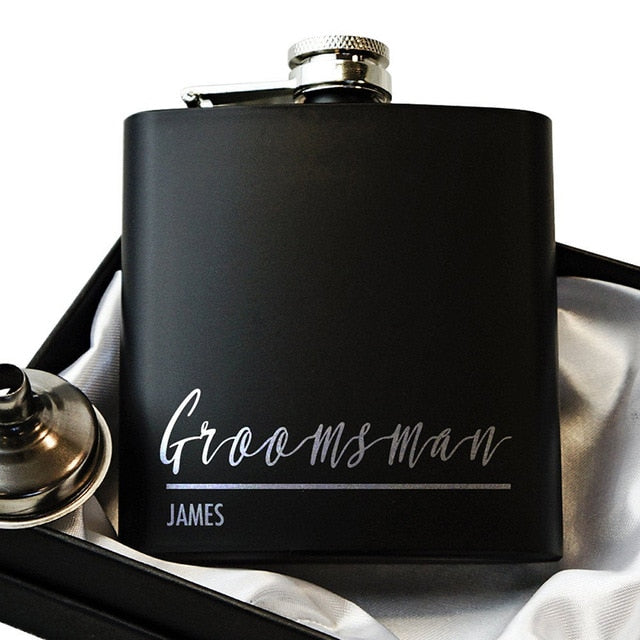 Personalized 6oz Pocket Portable Stainless Steel Flask Groomsmen Gift