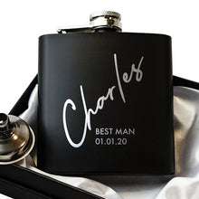 Load image into Gallery viewer, Personalized 6oz Pocket Portable Stainless Steel Flask Groomsmen Gift
