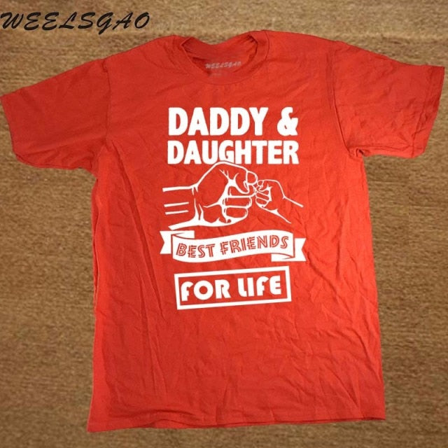 Daddy And Daughter Best Friends For Life Dad Gift Printed Cotton Short Sleeve T-Shirts