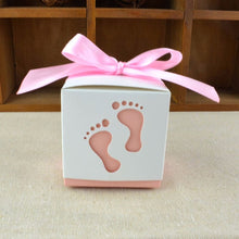 Load image into Gallery viewer, 20/50/100pcs Footprint Candy Favor Box-Baby Shower-Party Favor Boxes- Baptism Container Gift Box
