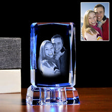 Load image into Gallery viewer, Laser Personalized Square Crystal Photo Cube with Custom Picture and or Text
