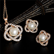 Load image into Gallery viewer, Simulated Pearl Jewelry Necklace-Earring Sets Fashion Gold or Silver-Women Wedding Jewelry
