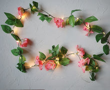 Load image into Gallery viewer, 2.4M Rose Flower Decorative Garland Battery Copper LED Fairy String Lights for Christmas Wedding Decoration Party event
