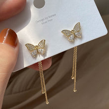Load image into Gallery viewer, Long Drop Fashion Earrings for Women with Heart Tassel  or Crystal Bow or Butterfly Design
