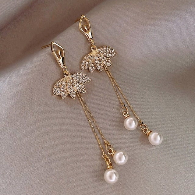Long Drop Fashion Earrings for Women with Heart Tassel  or Crystal Bow or Butterfly Design