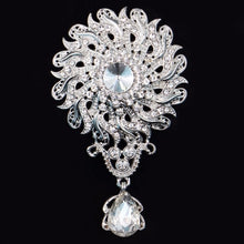 Load image into Gallery viewer, Regalia Rhinestone Silver-Gold Crystal Water Drop Bridal Brooches
