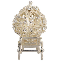 Load image into Gallery viewer, Delicate Fairy Tale Carriage Ring Box Jewelry Holder for Wedding or Quince Celebration

