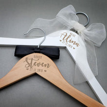 Load image into Gallery viewer, Personalized Wedding Hanger Bridal Shower Gift Customized Name Wood Hanger Bridesmaid  Groomsmen Hanger Laser Cut Dress Hanger
