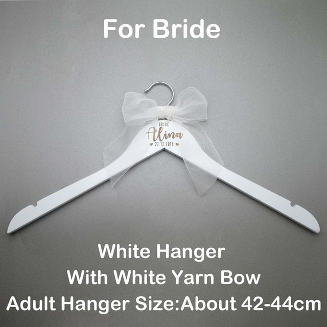 Personalized Wedding Hanger Bridal Shower Gift Customized Name Wood Hanger Bridesmaid  Groomsmen Hanger Laser Cut Dress Hanger