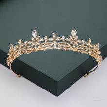 Load image into Gallery viewer, Gold and Silver Tone Crystal Rhinestone and Pearl Quince Tiaras and Wedding Crowns

