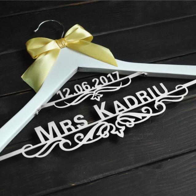 Personalized Wedding Hanger with Name and Date - Bridal Dress or Suit Hanger