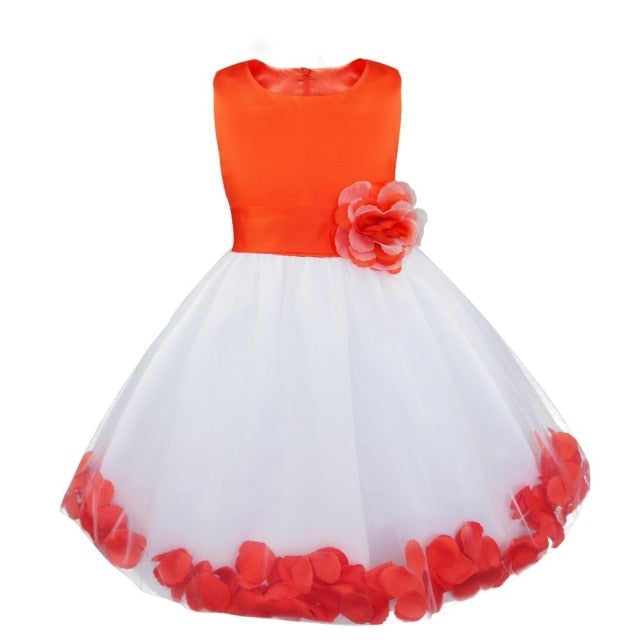 Flower Girl Petal Dress - Flower Corsage on Princess Waist - For Weddings - Toddler and Older Sizes