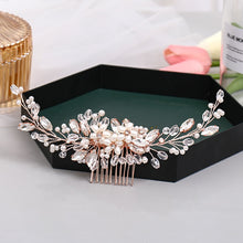 Load image into Gallery viewer, Fashion Rose Gold Wedding Hair Comb Handmade Bridal Hair Jewelry Accessory
