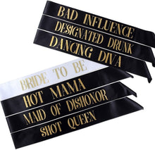 Load image into Gallery viewer, Bride To Be - Team Bride Sashes - Bridal Shower Satin Ribbon Sash Set for Bachelorette Party
