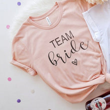 Load image into Gallery viewer, Team Bride-Wedding T-Shirts-Bridesmaid and Bride in Pink and White
