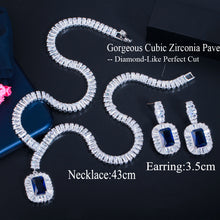 Load image into Gallery viewer, Bling Square Cubic Zircon Necklace and Earrings Bridal Jewelry or Quinceanera
