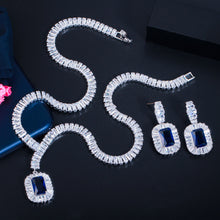 Load image into Gallery viewer, Bling Square Cubic Zircon Necklace and Earrings Bridal Jewelry or Quinceanera

