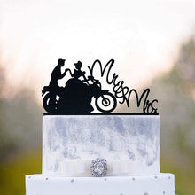 Load image into Gallery viewer, Motorcycle Couple - Mr and Mrs Biker Wedding Cake Top - Wedding Cake Topper

