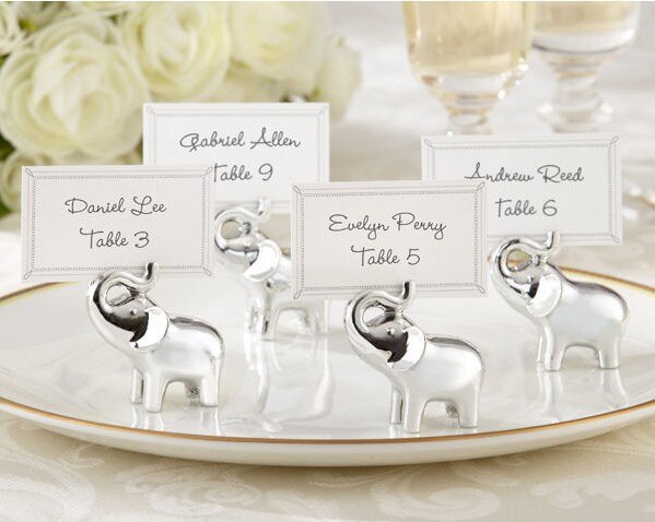 Silver Tone Elephant Place Card Holders-Wedding or Bridal Shower Favors - Gift For Guest