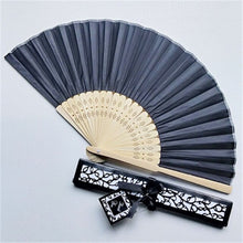 Load image into Gallery viewer, Lot of Eighty Pieces-Silk Fold Hand Fans in Elegant Laser-Cut Gift Box for Party Favors
