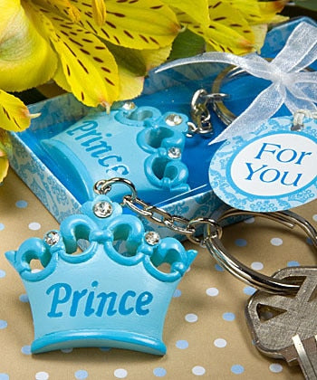 10pcs New arrival Pink or Blue Crown Princess or Prince key chains great for baby shower favors,  gifts, keychains