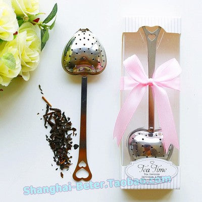 20 Piece Lot - Tea Time Heart Tea Infuser in Elegant White Gift Box - wedding favors - party gifts