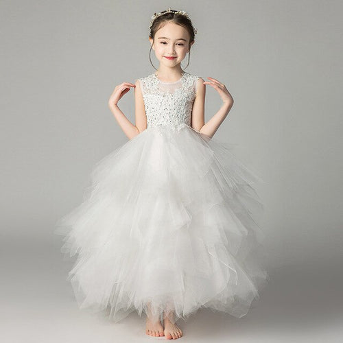 White Bridal long gown Flower Girl Dress at The Event Lady Store