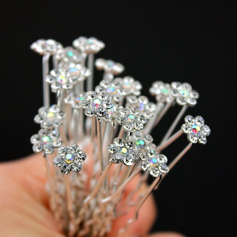 Fashion 20pcs Wedding Bridal Hair Pins-Crystal Flower-Bridesmaid Hair Clips-Women Hair Jewelry