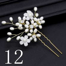 Load image into Gallery viewer, Gold Prom Bride Bridesmaid Hair Accessories Pearl Hair Pin Clip Luxury Crystal Rhinestone Wedding Hairpins Sticks For Women
