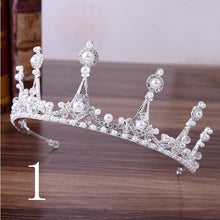 Load image into Gallery viewer, Wedding Bridal Crystal and Pearls Tiara Crowns Princess Queen of Heart
