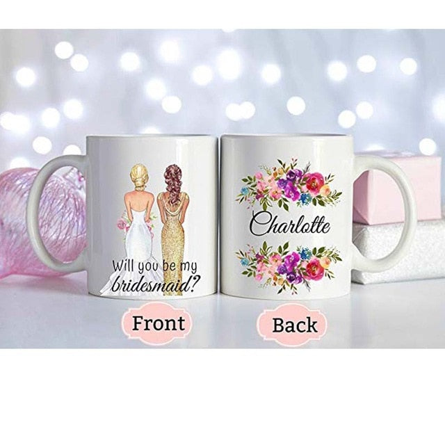 Custom Made Bride with Maid Of Honor Mug, Best Friend Bestie Gifts, Bride Bridal Shower Party Bachelorette Gift