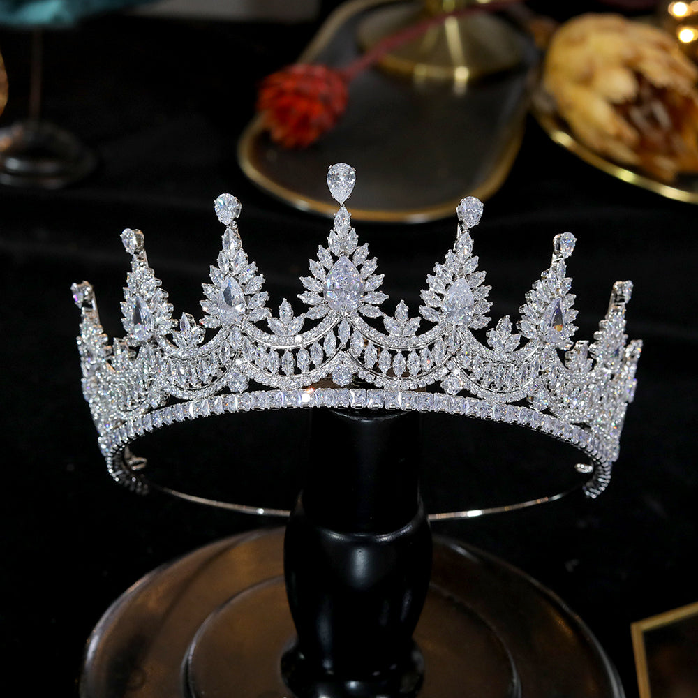 High Expectations Luxury Bridal Tiara - Cubic Zircon Crown - Wedding Hair Jewelry