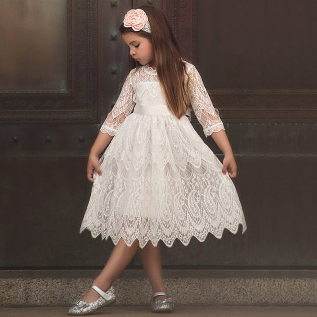 Flower Girl Very European Lace Dress - Half-sleeve Party Dress