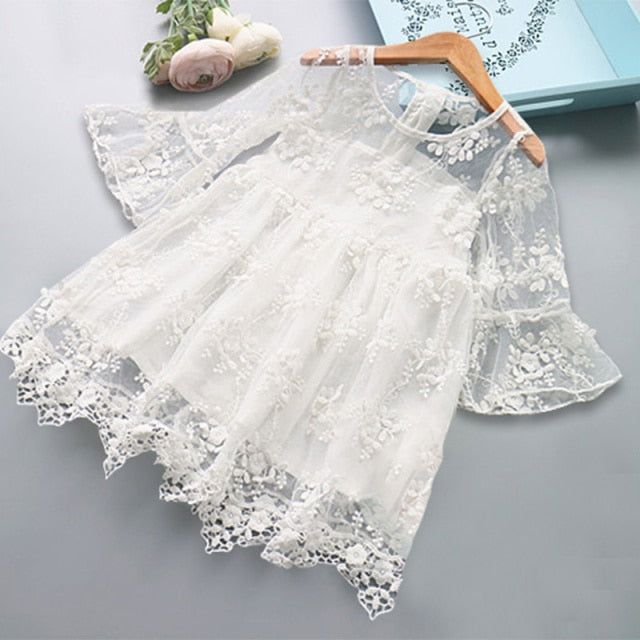 Flower Girl Very European Lace Dress - Half-sleeve Party Dress - Child The Event Lady Store Flower Girl Very European Lace Dress - Half-sleeve Party Dress - Child The Event Lady Store