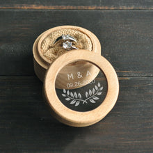 Load image into Gallery viewer, Personalized Wood Wedding Ring Box-Rustic Custom Ring Bearer Box with Initials and Date
