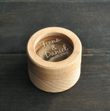 Load image into Gallery viewer, Personalized Wood Wedding Ring Box-Rustic Custom Ring Bearer Box with Initials and Date
