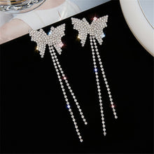 Load image into Gallery viewer, Butterfly Crystal Choker Necklace and Earrings with Long Tassel Rhinestones for Evening
