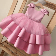 Load image into Gallery viewer, Bows and Gems Baby Flower Girl Dress or 1st Birthday Party Dress
