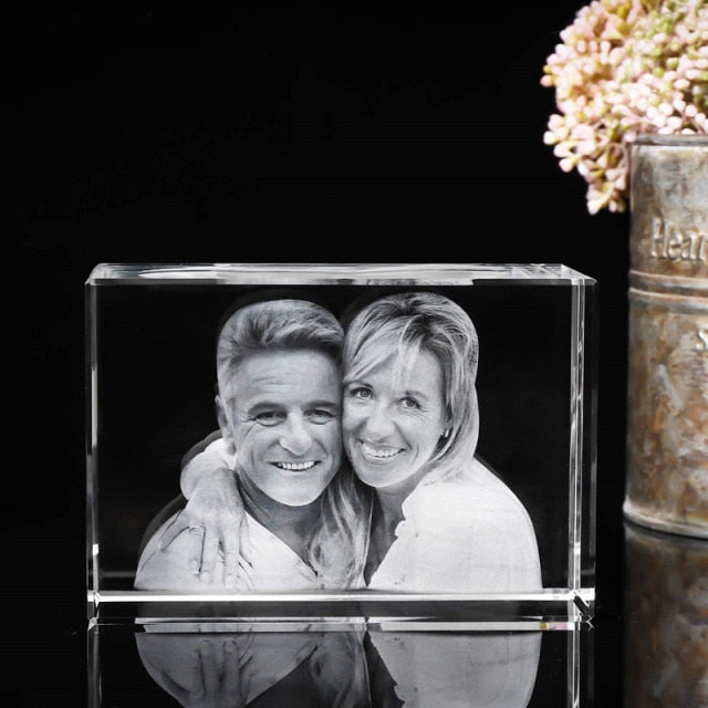 Laser Engraved Crystal Photo Cube-Personalized Gift-Picture and or Text-Available in 2D or 3D-Assorted Size Options